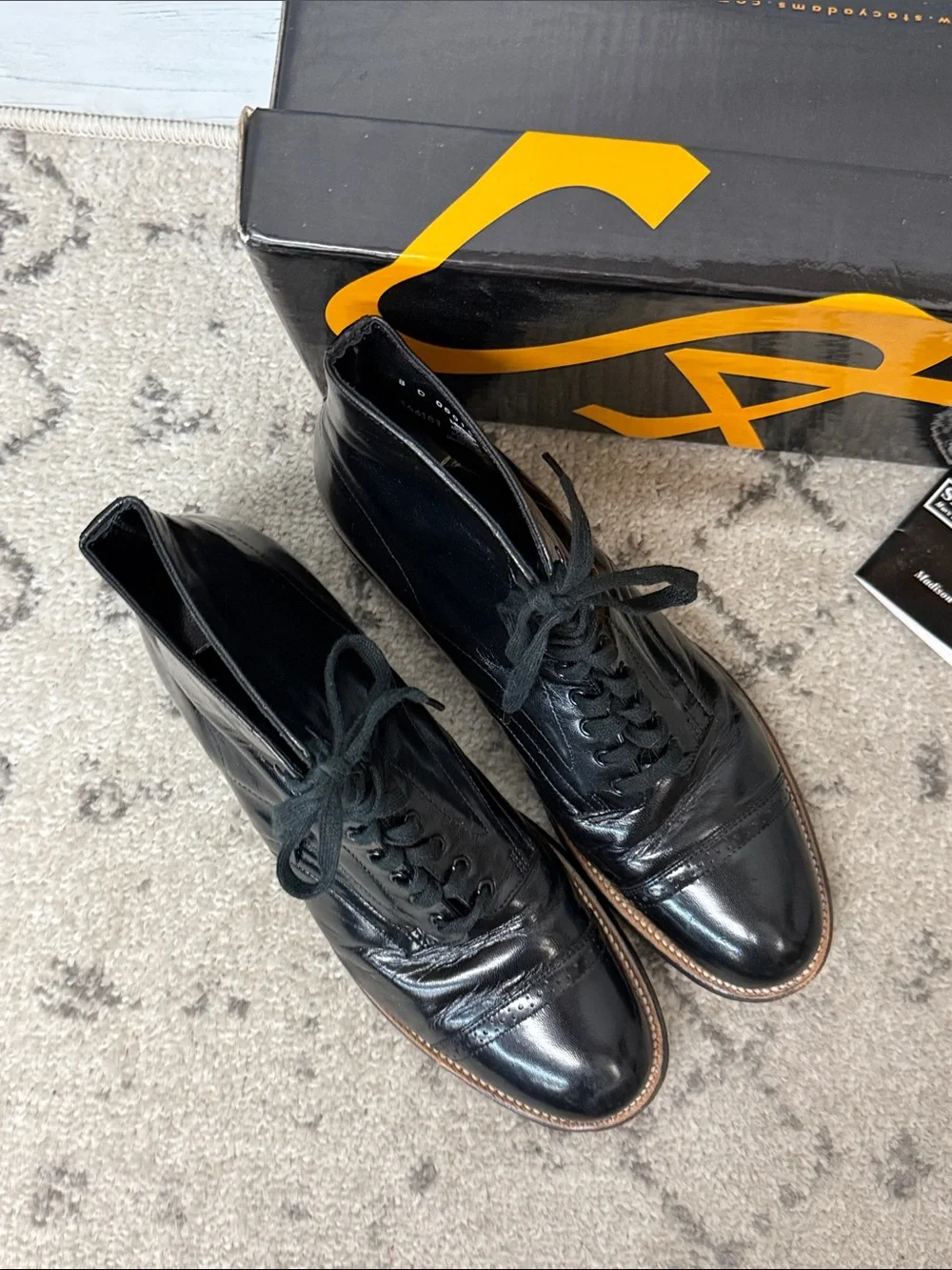 Men's Stacey Adam’s Madison Black Leather Lace-Up Dress Boot
